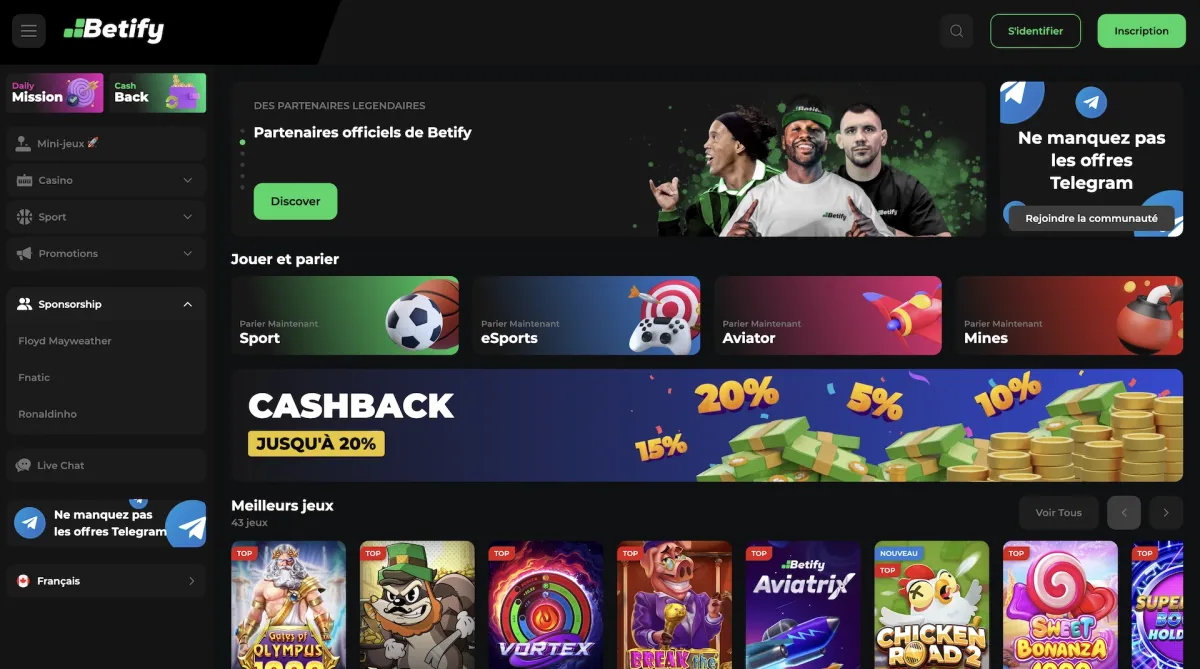 Bonus de bienvenue Betify : doublez votre premier dépôt jusqu'à 1 000 € avec le code 123BETIFY