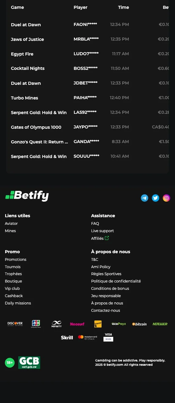 les bonus sur Betify